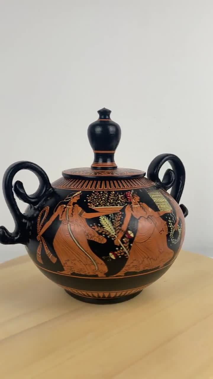 古代ギリシャの赤像式フォンタニエラ ギリシャ陶器の複製 - 24 cm (9.4