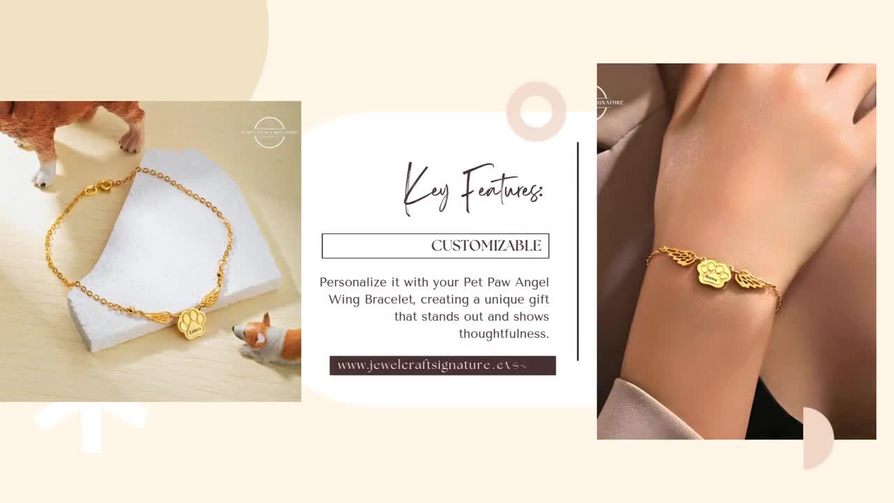 Custom Pet Paw Angel Wing Bracelet, Personalized Mommy of An Angel Bracelet, Pet Memorial Jewelry, Pet Loss Keepsake Gifts for Pet Mom/Owner video poster