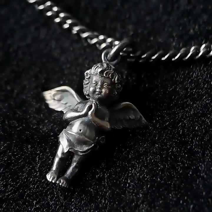 Two Angels store Necklace, Cherub Angel Necklace, 925 Sterling Silver, Baby Angel Necklace, Angel Necklace, Gift for Her, Gift for Him