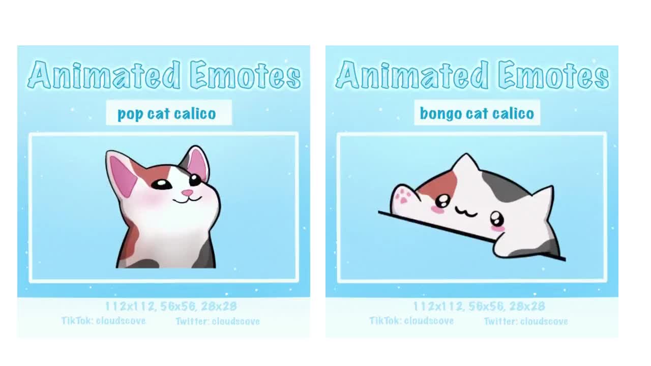 3x Emotes ANIMATED MEME BUNDLE Pop Cat / Bongo Cat / Angy / Streamer /  Twitch /