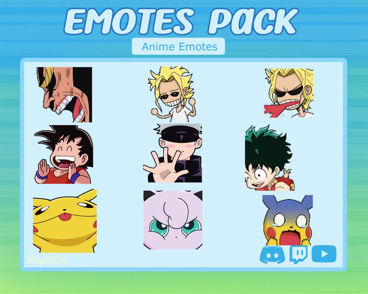 Animated Anime Emotes Pack: 9 Emotes for Twitch & Discord - Etsy