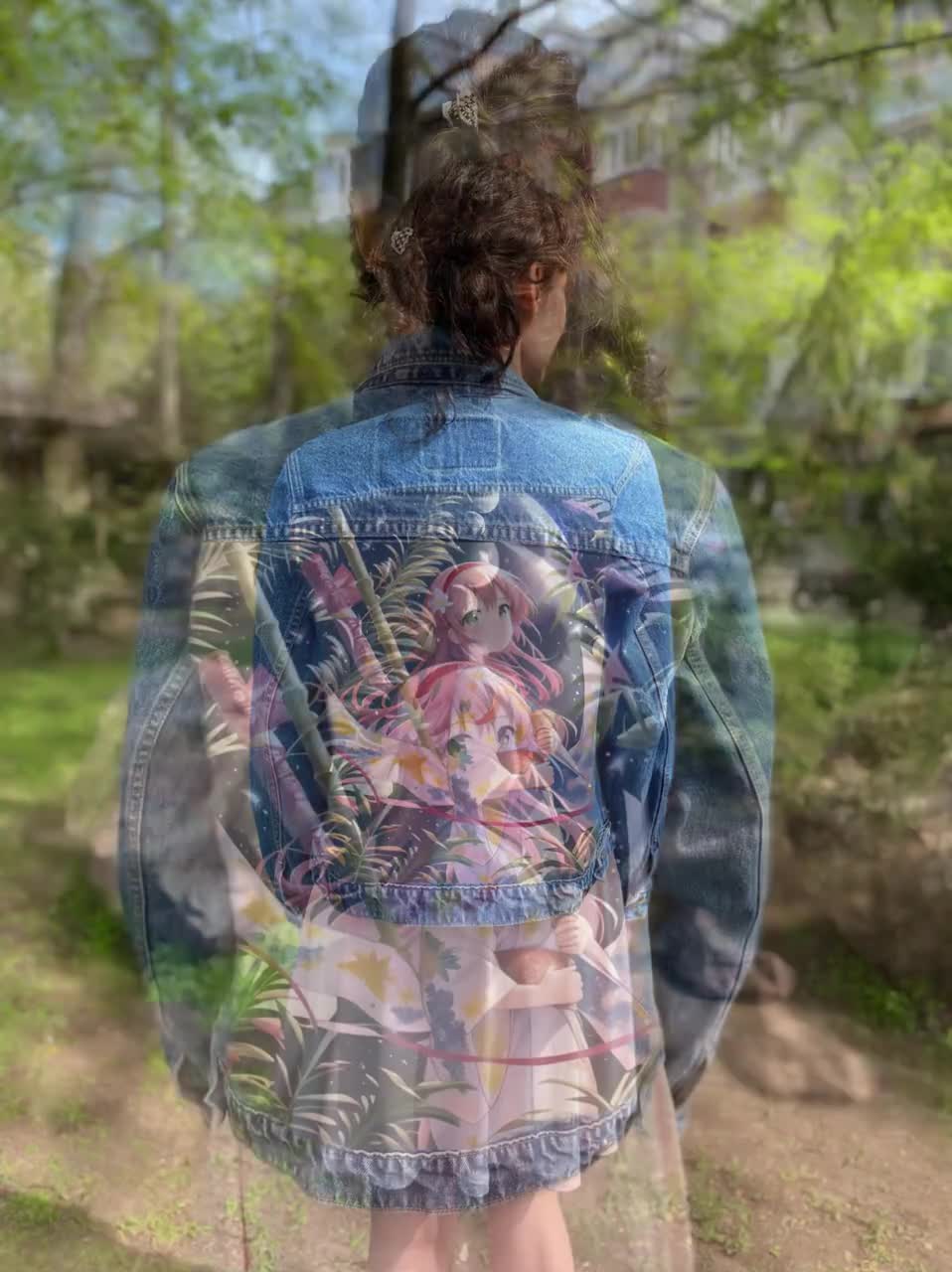 Jean jacket with painting best sale on back