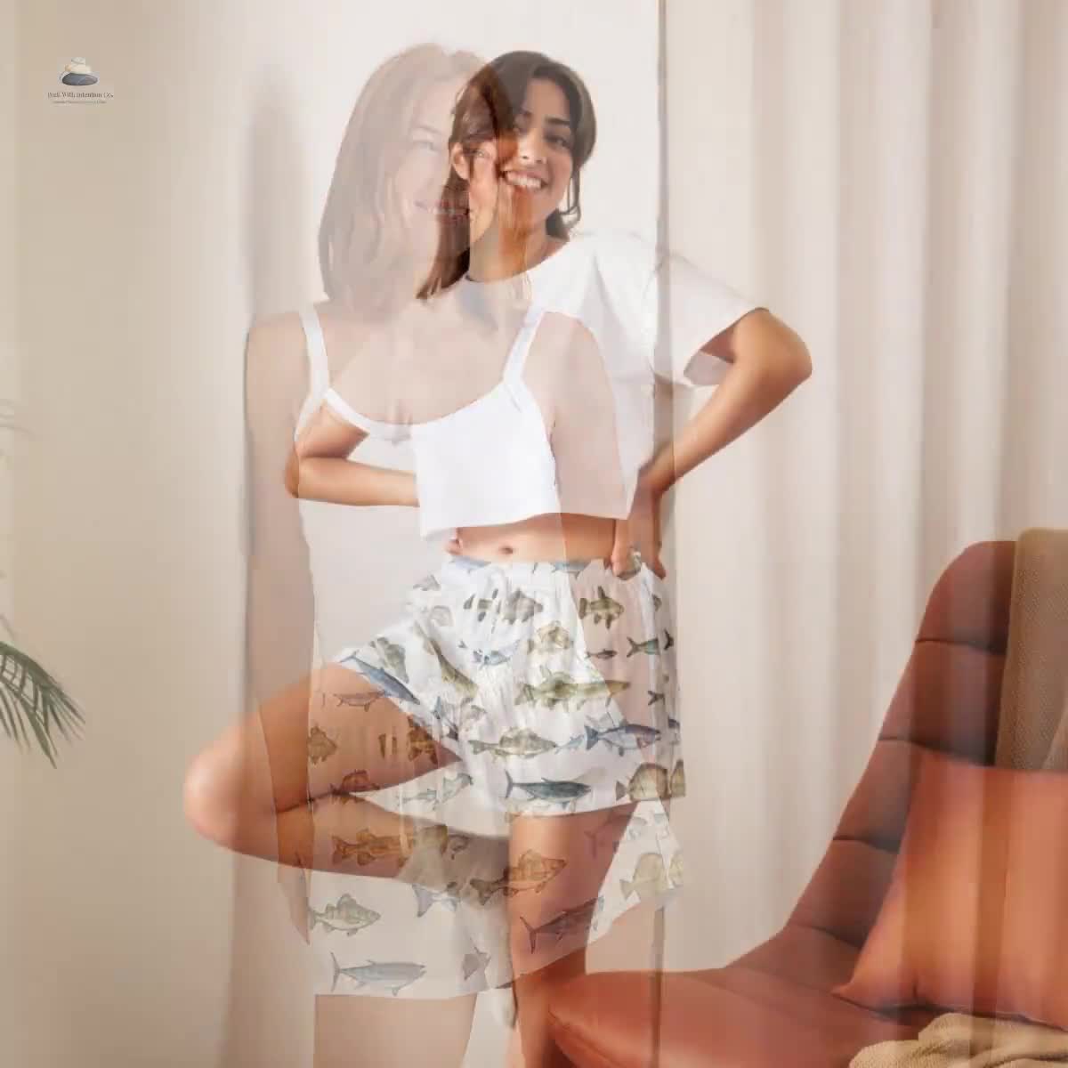 Trout Pajama Shorts | Women's Soft Sleepwear, Fish Print Loungewear video poster