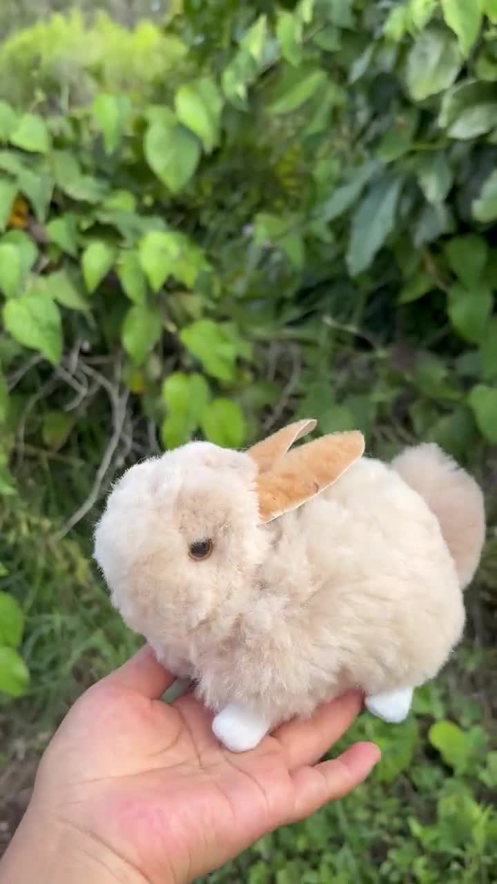 ハンドメイドアルパカファーのウサギのぬいぐるみ | 超ソフトなウサギ
