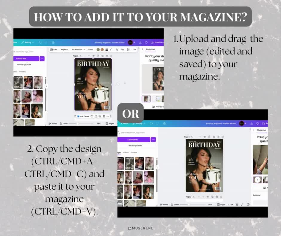 Op Vogue geïnspireerde sjablonen voor verjaardagsmagazine | Canva (digitale download) video poster