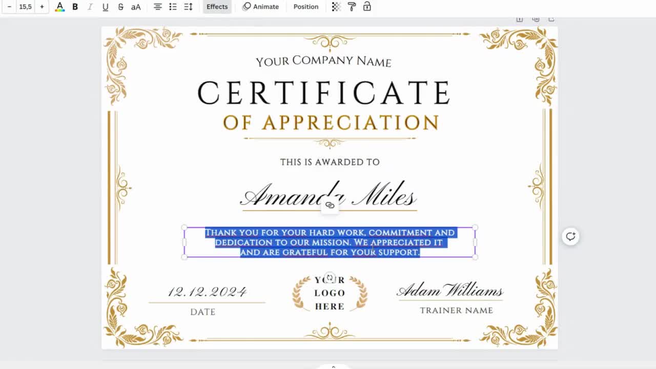 Editable Certificate Of Appreciation Template Printable 57 Off