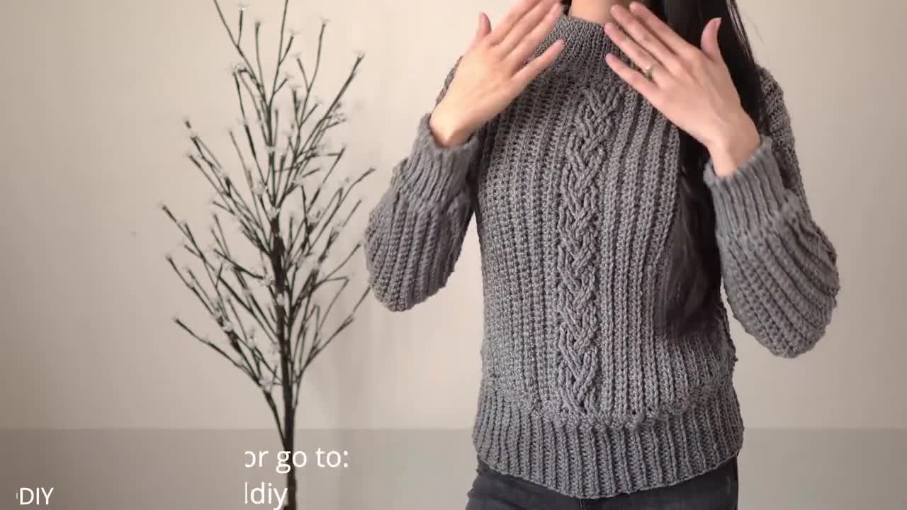 Crochet Pattern Crochet Long Sleeve Cable Stitch Sweater Pattern