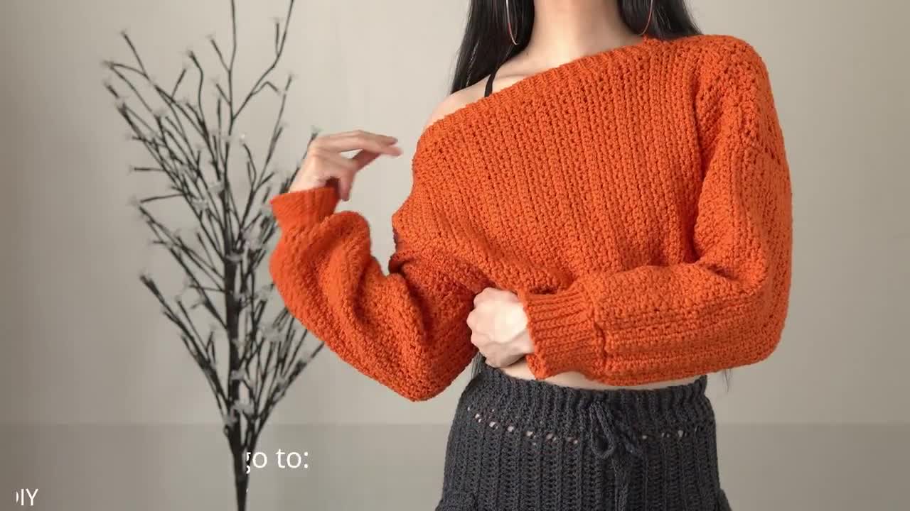 Crochet Pattern | Cropped Off the Shoulder Sweater Pattern | PDF Download