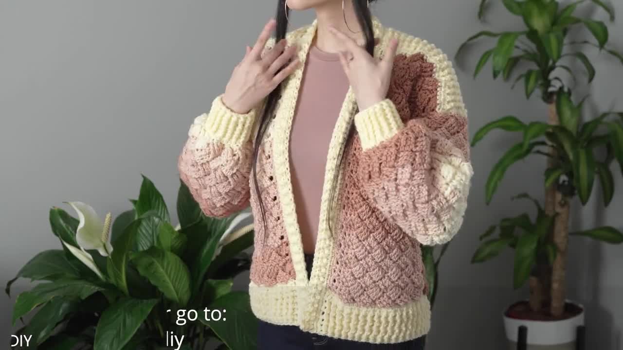 Crochet Pattern | Basketweave Cardigan Sweater | Jacket