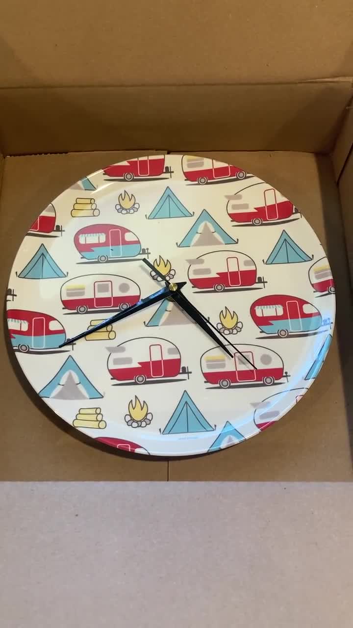 PICNIC PLATE THEMED Wall Clock....Continuous Sweep Second Hand...Battery Operated...All New Clock Movement & Hands...Kitchen? Camper? R V? video poster
