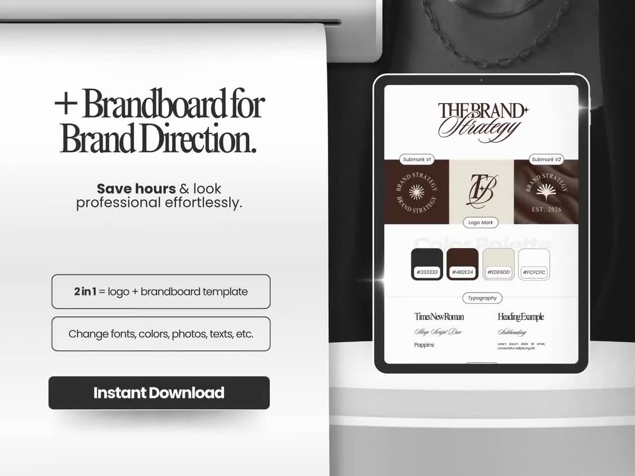 Szablon logo marki Canva: Gotowy projekt logo, tablica identyfikacji marki, pobieranie cyfrowe TB video poster