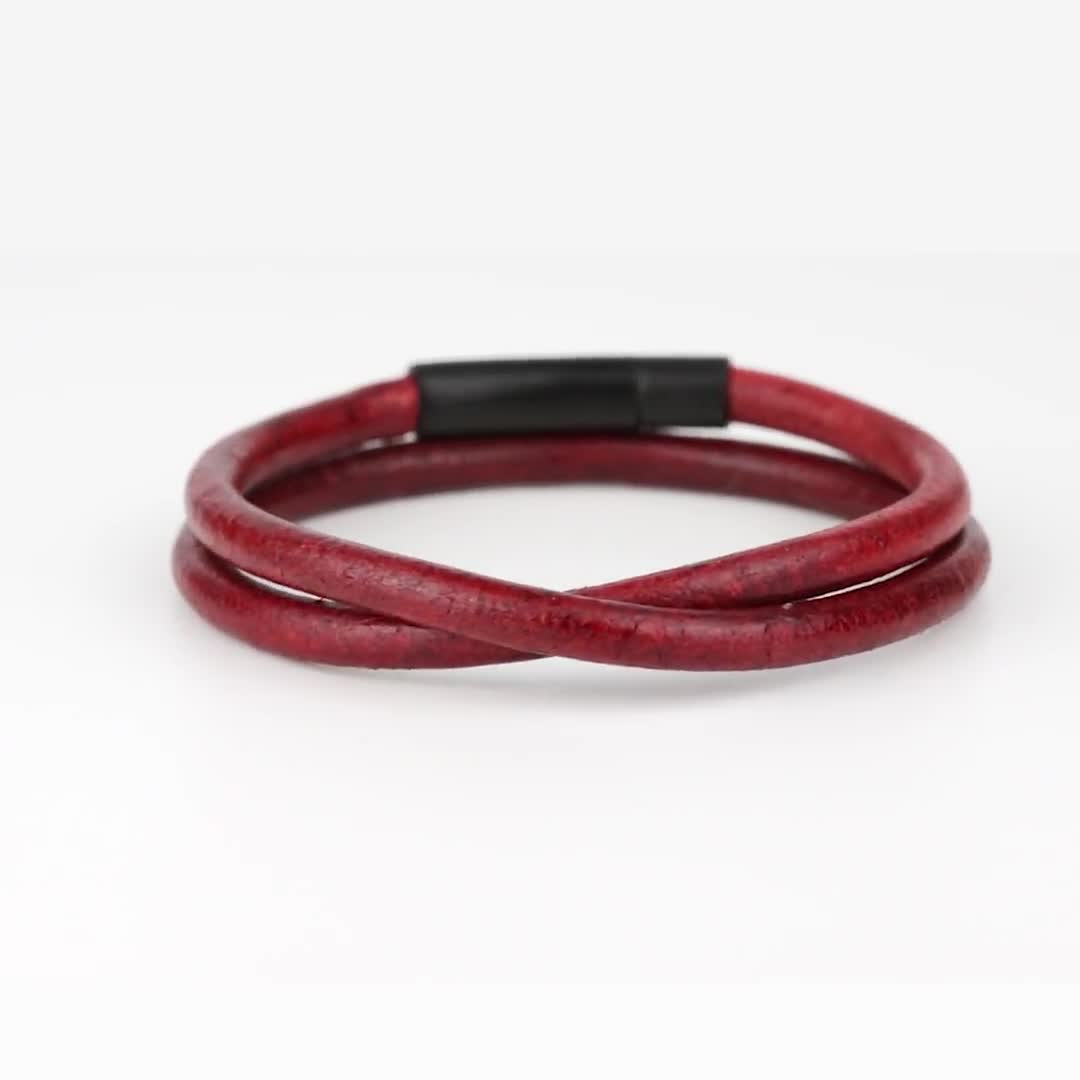 Arcas Red Braided Leather Bracelet