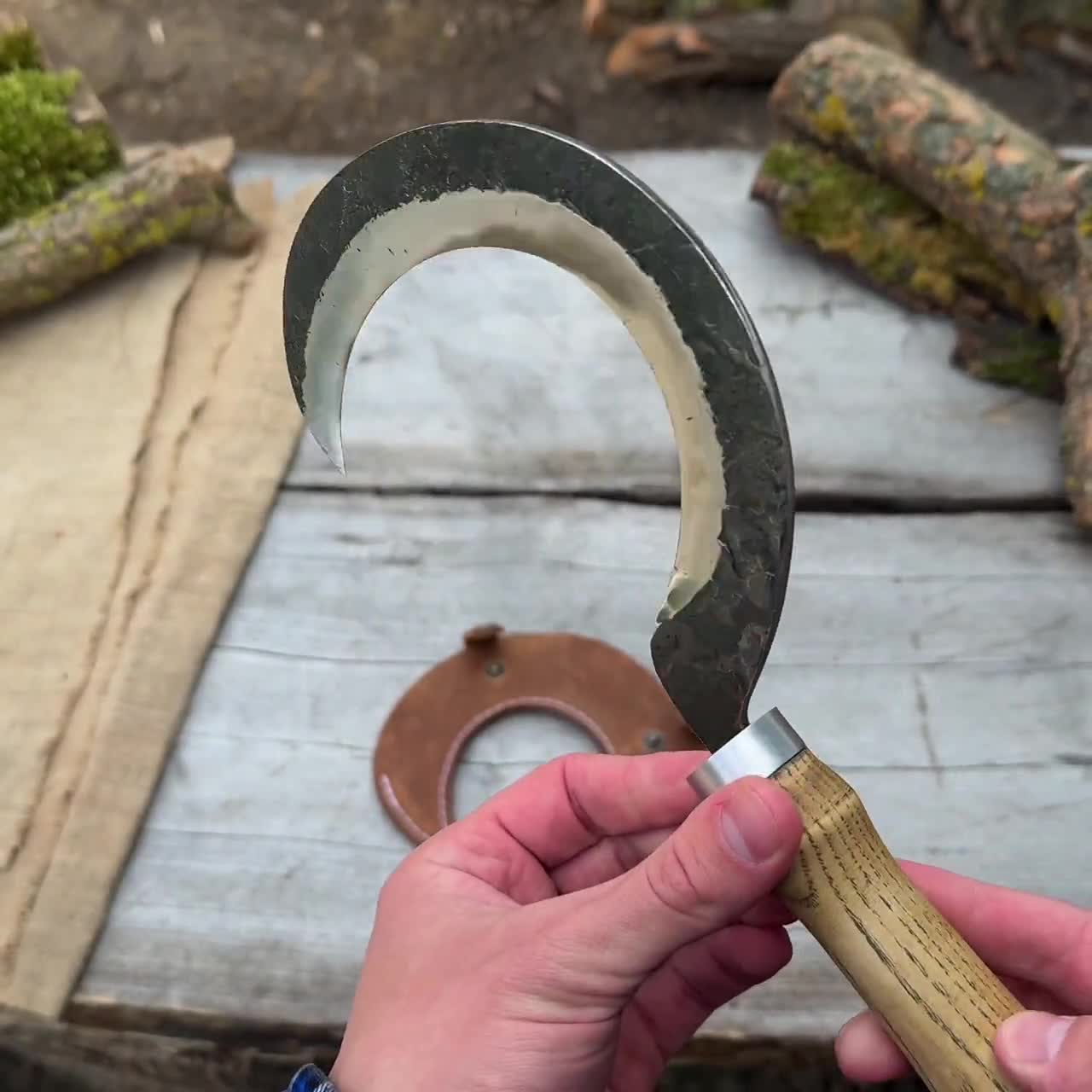 Hand-forged Small Garden Sickle – Sharp 52100 Carbon Steel Blade