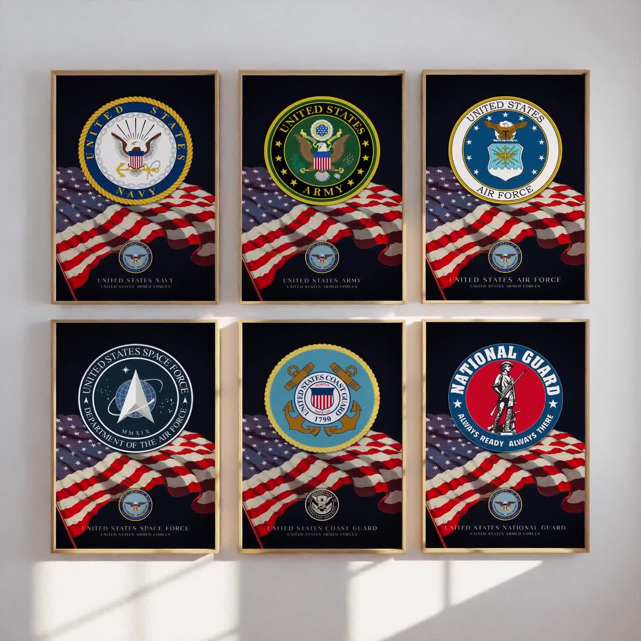 アメリカ軍のウォールアート｜軍事エンブレムセット｜海軍、陸軍、空軍
