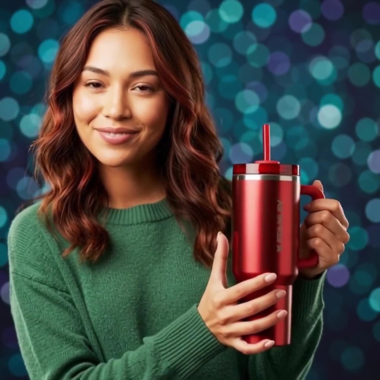 Vaso térmico Stanley Quencher H2.0 de 40 oz: Taza de viaje de acero inoxidable color rojo rubí metálico video poster