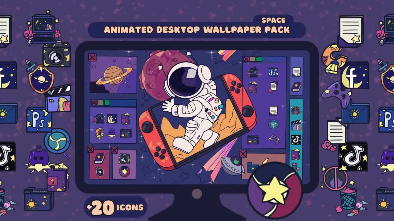Desktop Wallpaper Space Set: Animated Wallpapers + Lock Screens + Icons Pack, image size:1280x720
