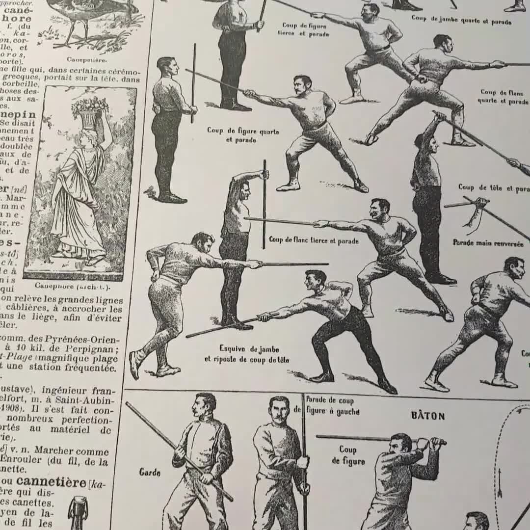 Large Stick Fighting Poster. Martial Arts Gift. Fencing Art