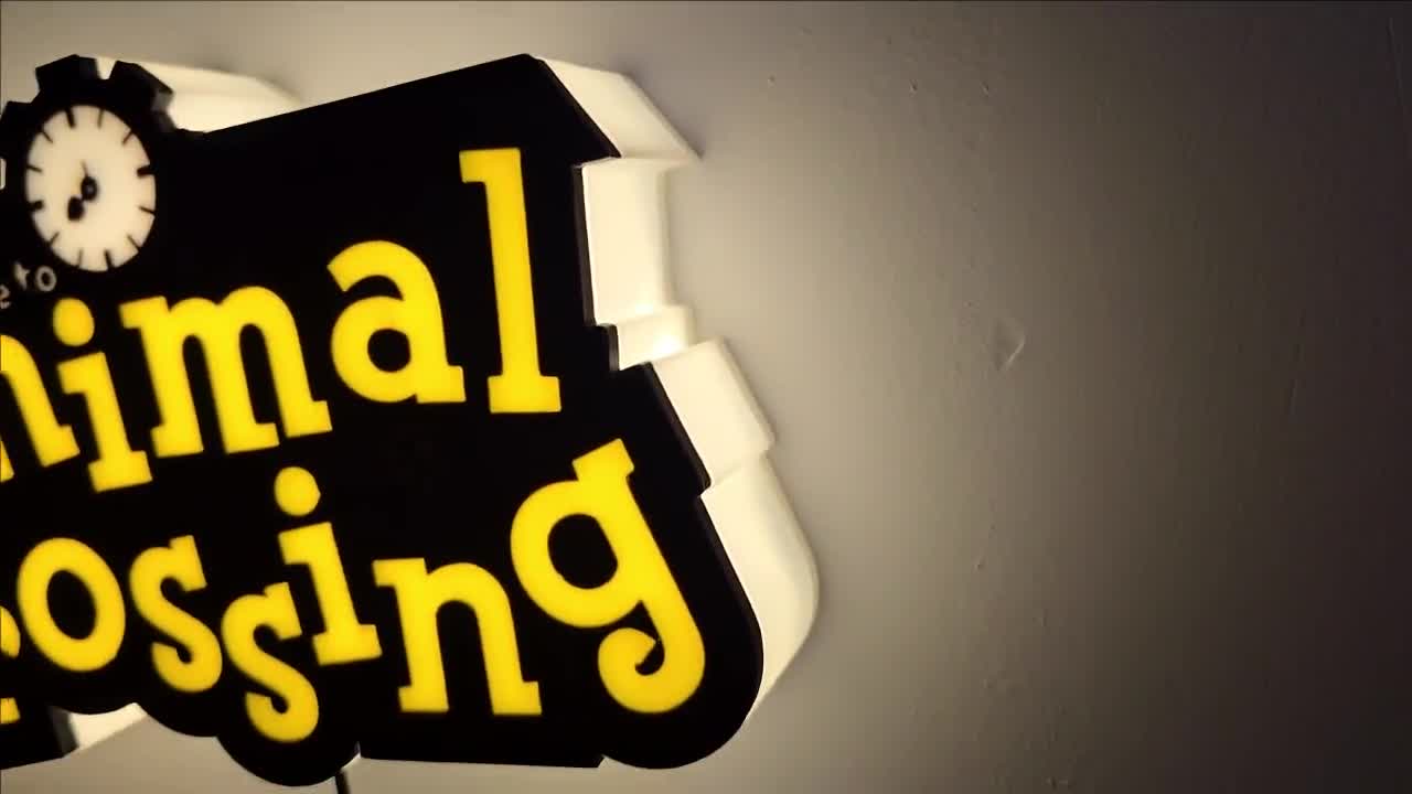 Lampada da parete a LED stampata in 3D Animal Crossing - Alimentata tramite USB video poster