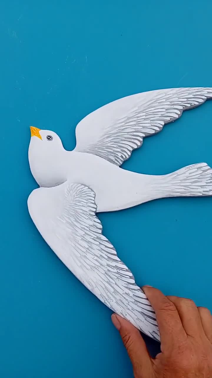 Unique Wall hanging of blue doves. online Vitreous enamel. Handmade frame in soft white colour.