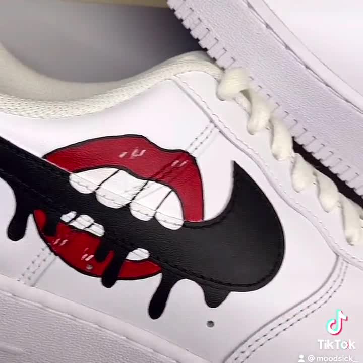 Buy Custom Sneakers AF1 Nike Air Force 1 Red Drip Lips hand Online in India  