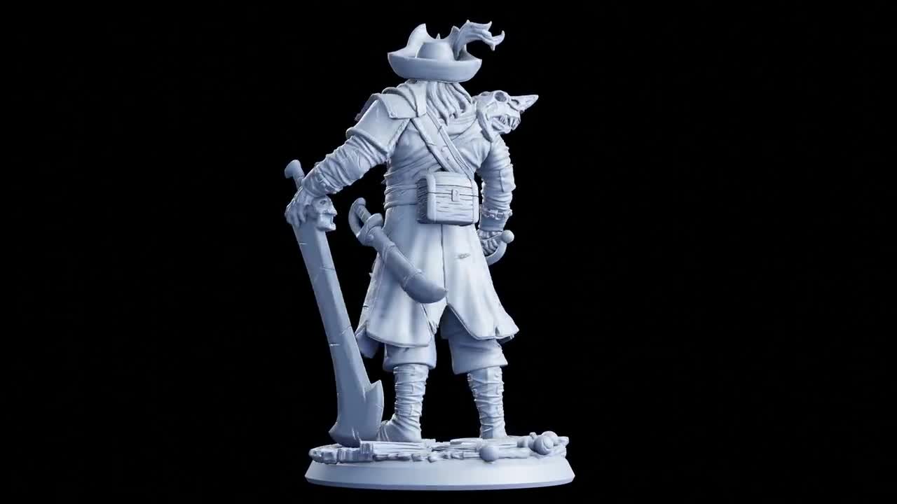 Cursed Captain Miniature Ghost Pirate Figurine | 32mm Scale | Dnd