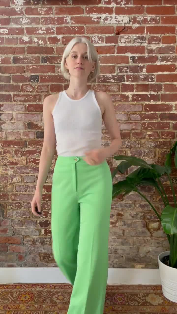 Vintage 1970s Mister Leonard Lime Green Bell Bottoms - 70s