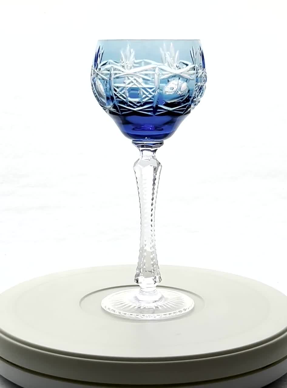 Vintage SKY BABY BLUE Wine Glass Goblet Hock Cut-to-Clear 24% Lead Crystal  Kristallglasfabrik Spiegelau Neustadt Bavaria Germany 1980s