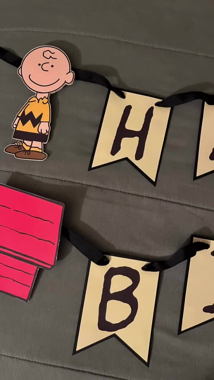 Charlie Brown Happy Birthday Banner, Snoopy, Woodstock - Etsy