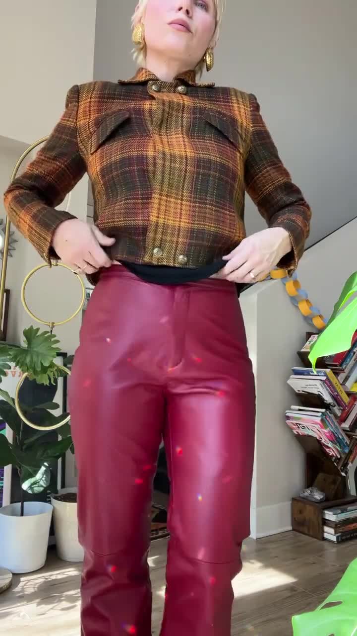 VTG 90s Aubergine Leather Pants - Etsy
