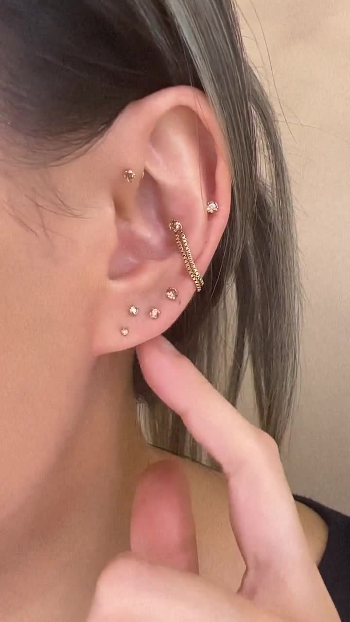 NEW ‣ 16G/18G/20G • Tiny Sparkly Golden Honey CZ Threadless