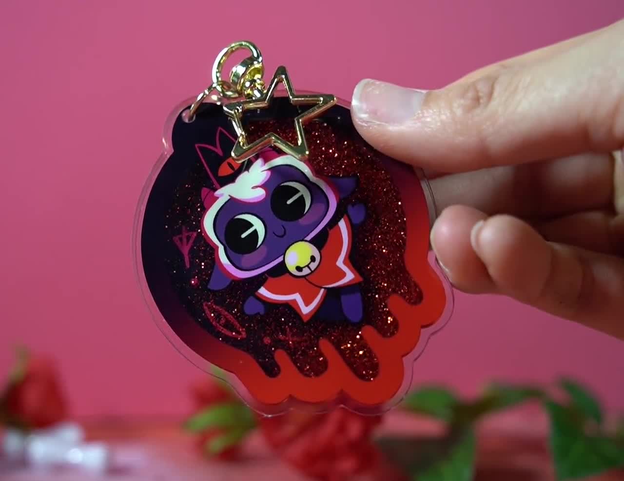 Cult of the Lamb Liquid Quicksand Shaker Keychain - Acrylic Charm