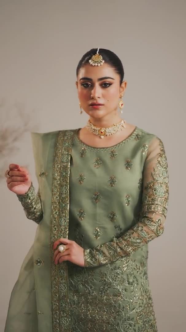 green emerald velvet dress Parrot Green Embroidered Pakistani Salwar Kameez Suit  Nameera by Farooq