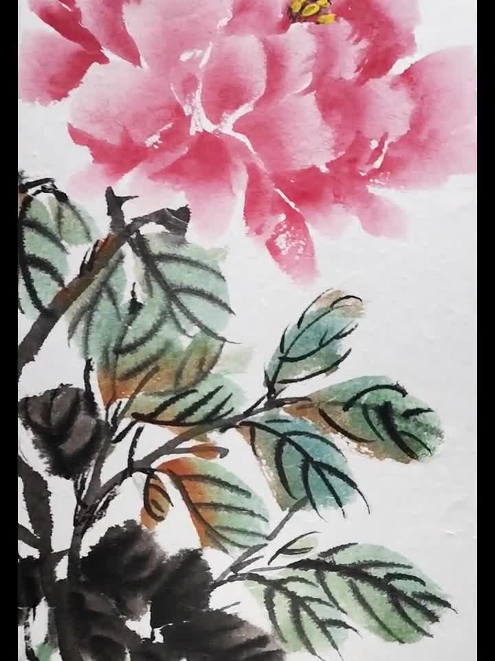 オリジナル手描き牡丹中国絵画：A4サイズ卓上飾り - Etsy 日本