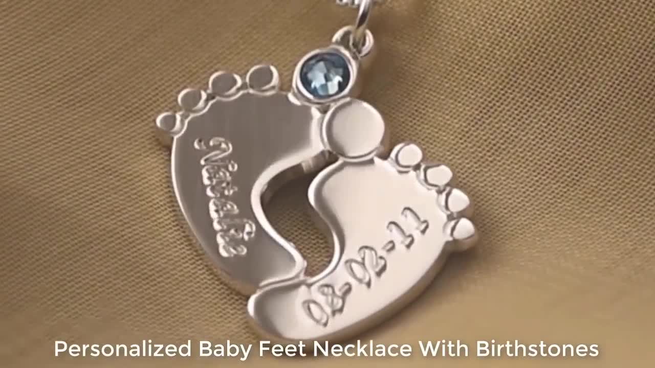 Premium Personalized baby feet necklace with birthstone, baby footprint  necklace, necklace for new mom, baby name necklace, gifts for mom