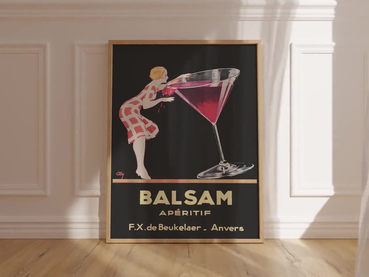 Balsam Aperitif - Woman Tips Giant Martini Glass - Vintage Poster Art  Acrylic Print by Vertigo Creative - Fine Art America