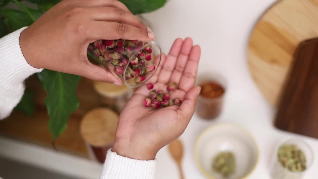 ANUKI Pots à épices en verre avec couvercle en bambou Format 200