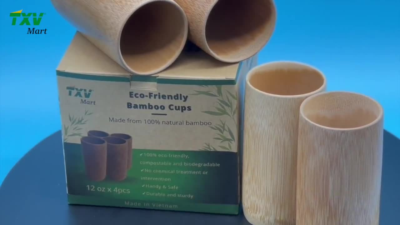 TXV Mart - Eco-friendly Disposal or Reusable Party Bamboo Cups 12oz