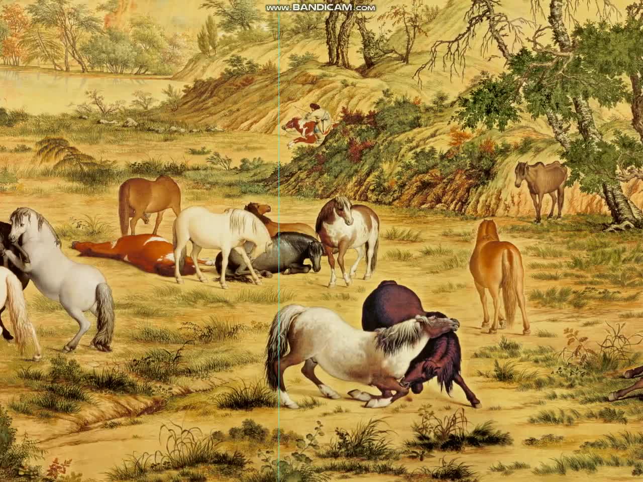 Hundred Horses, by Giuseppe Castiglione, Antique Horse Painting