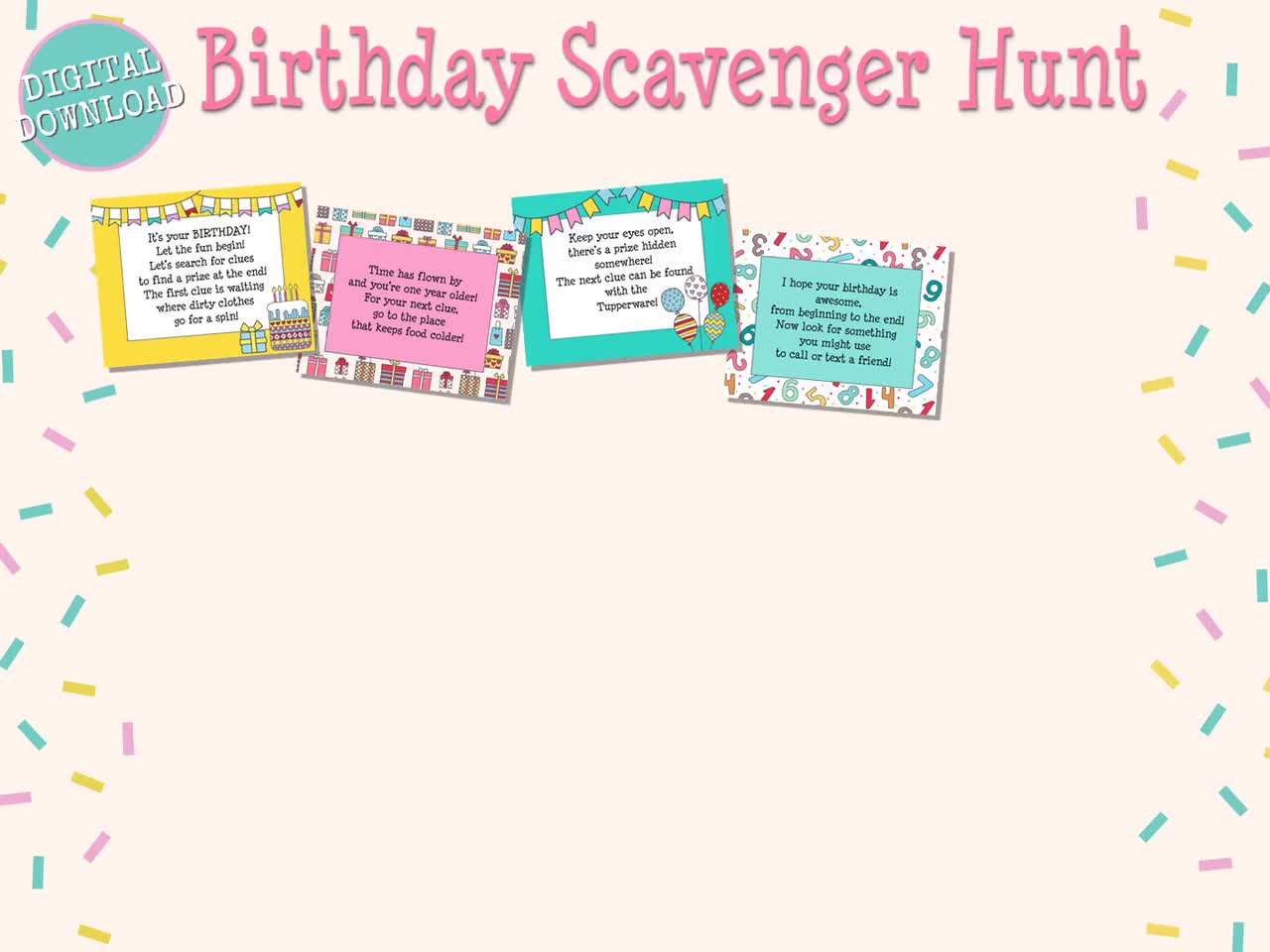 Birthday Scavenger Hunt, Girl Birthday Party Game, Birthday Party Game, Party Games for Kids, Quarantine Birthday, Scavenger Hunt Clues video poster