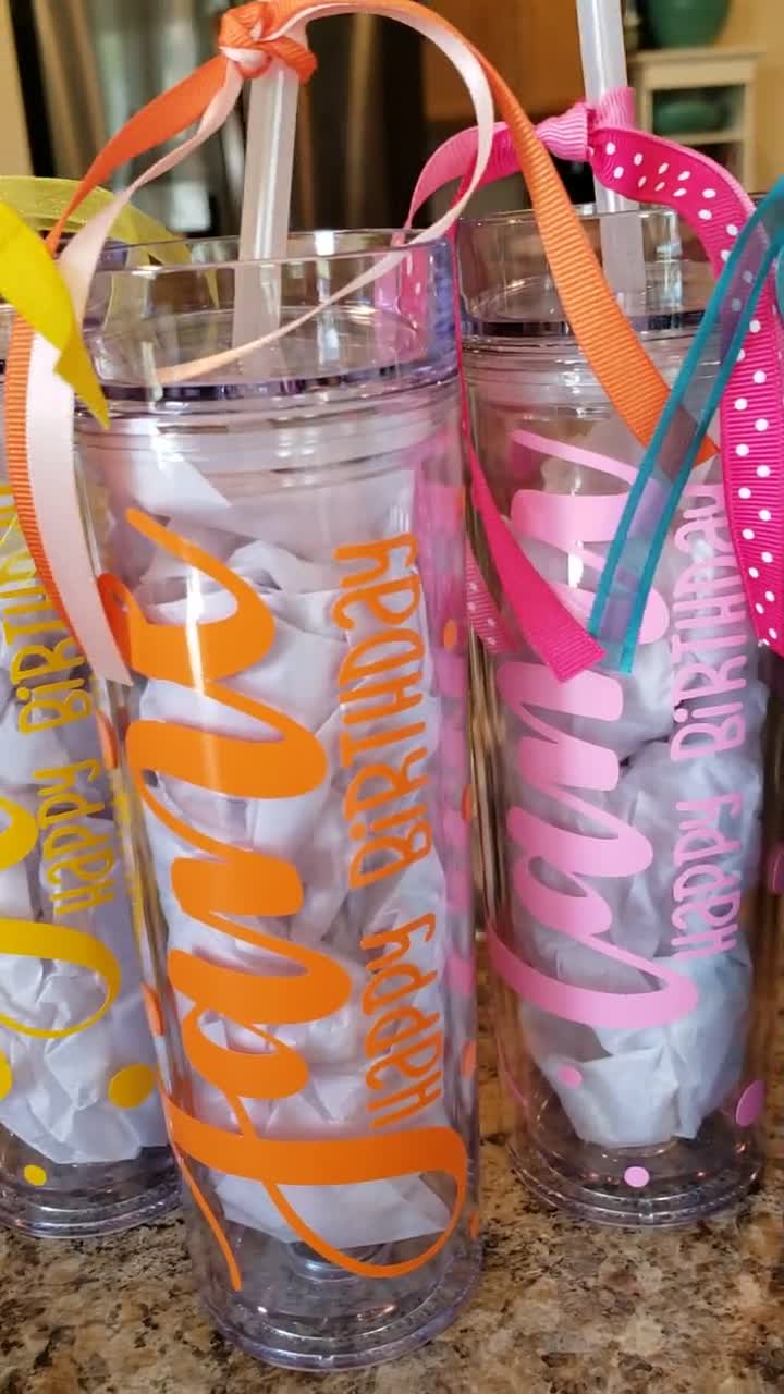 Personalized Birthday Party Favor, Sweet 16 Gift, Skinny Tumbler