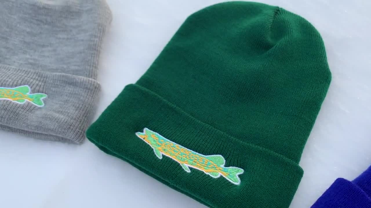 Spruce Green Northern Pike Fishing Beanie High-quality, Durable