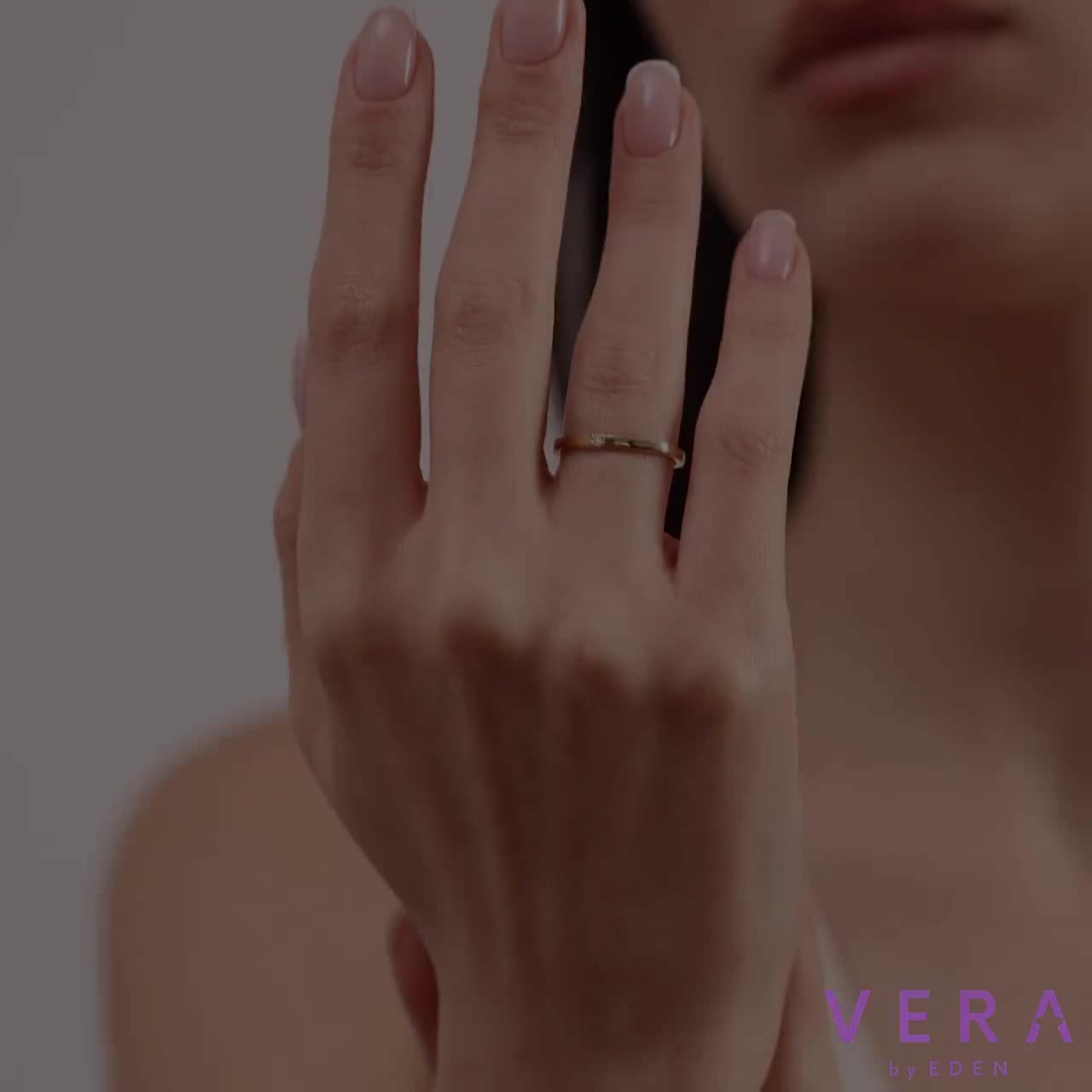 Buy 14K Solid Gold Square Band Diamond Ring: Minimalist Geometric