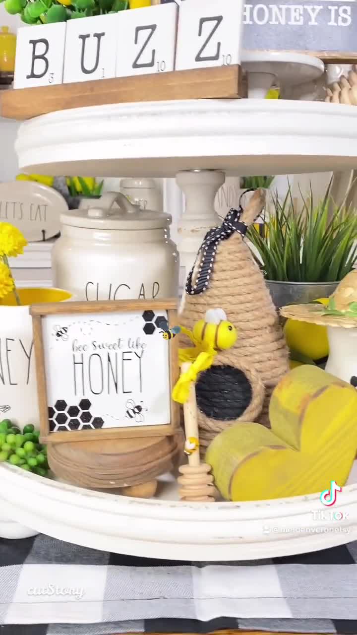 Bumble Bee Tiered Tray Décor - Rustic Orchard Home