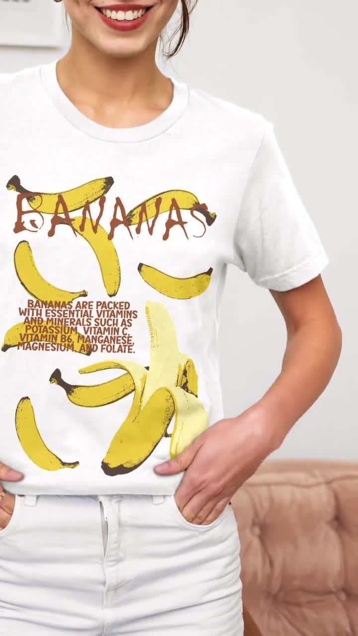 Vintage Graphic Bananas Tee Shirt, 90s Retro Banana T-shirt