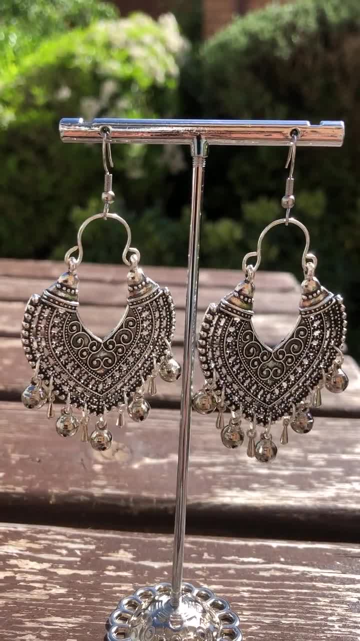 Flipkart.com - Buy Tvayaa Art Indian 2 Tone Earrings Silver Oxidised  Peacock Design Traditional Jewellery Silver Earring Set Online at Best  Prices in India