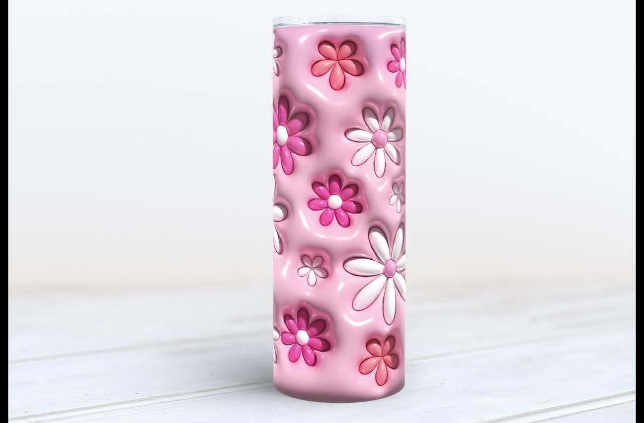 3D Soft Pink Tan Floral Lace - Tumbler - Seamless - Printable