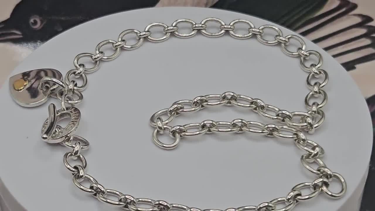 Stunning Links of London Classic T Bar Necklace + Heart Charm With