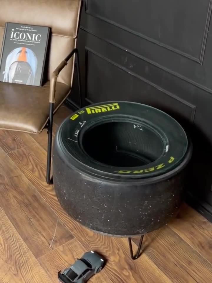 Racing Tyre Coffee Table – Motorsport Furniture for Garage or Man