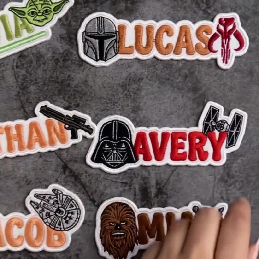 Custom Name Star Wars Embroidery Patch, Baby Yoda Darth Vader Luke Iron On Patch, Star Wars Kids Backpack Patch: Sew/Iron on/Hook & Loop video poster
