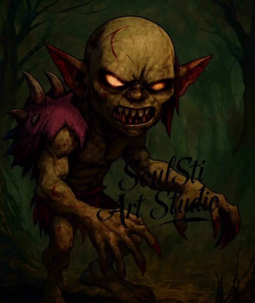 Pacchetto di concept art Goblin Pacchetto di sviluppo delle creature Fantasy TTRPG Arte PNG ad alta risoluzione + schizzi video poster